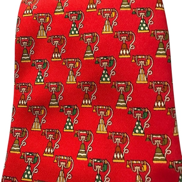 Salvatore‎ Ferragamo Antique Telephone Print 100% Silk Men’s Tie EUC - Picture 6 of 10